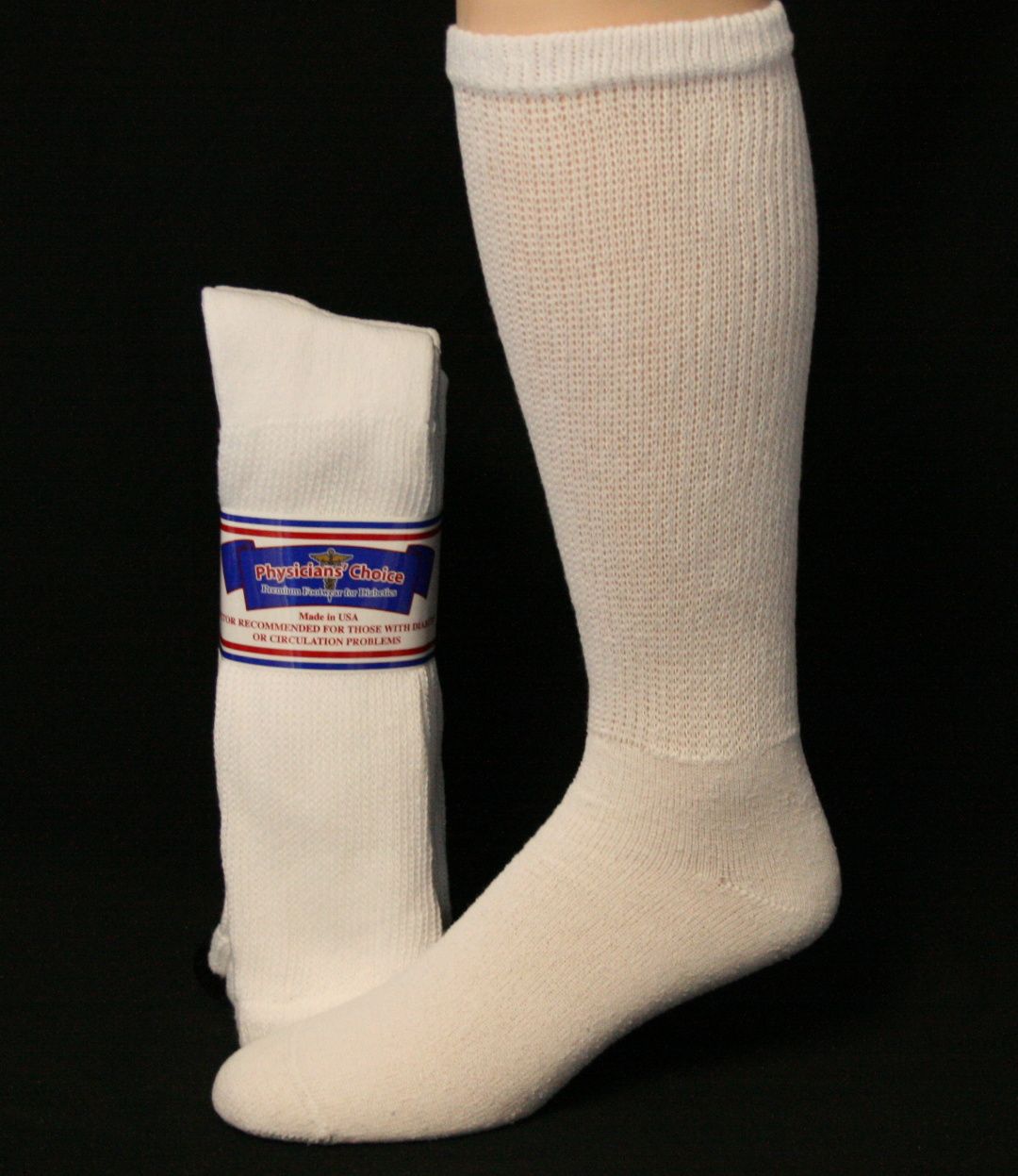12 PAIR KNEE HIGH BLACK PHYSICIAN/'S CHOICE OVER THE CALF DIABETIC SOCKS 13-15